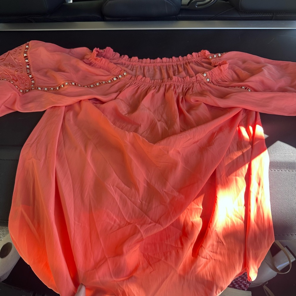 Ramy Brook Coral Off-Shoulder Embellished Tunic